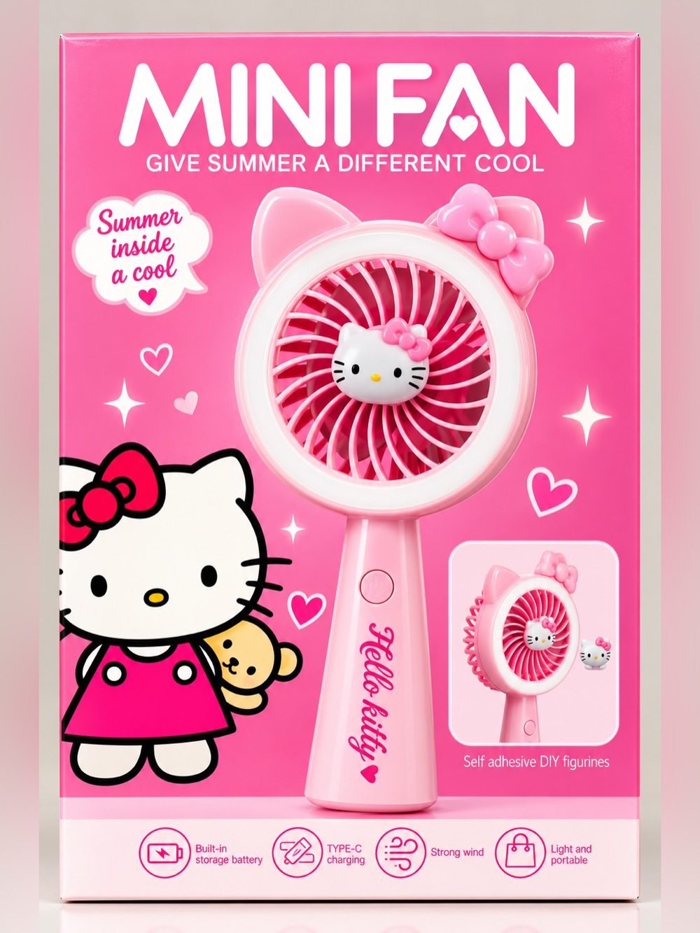 Handheld Mini Fan with hello kitty